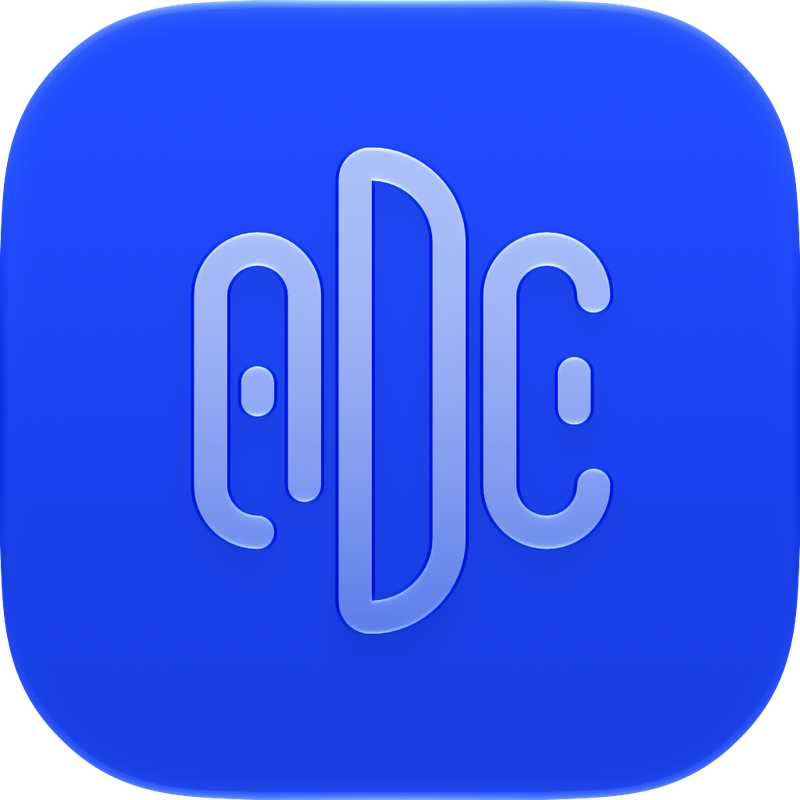AiDdictEd 2.0 icon with three light glass symbols on a blue background